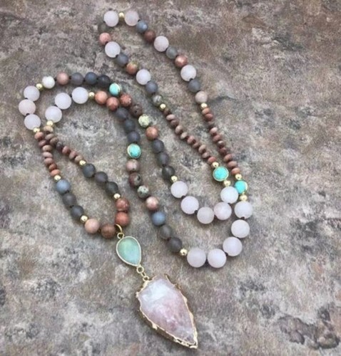 Rose quartz knotted - knotted, gemstone