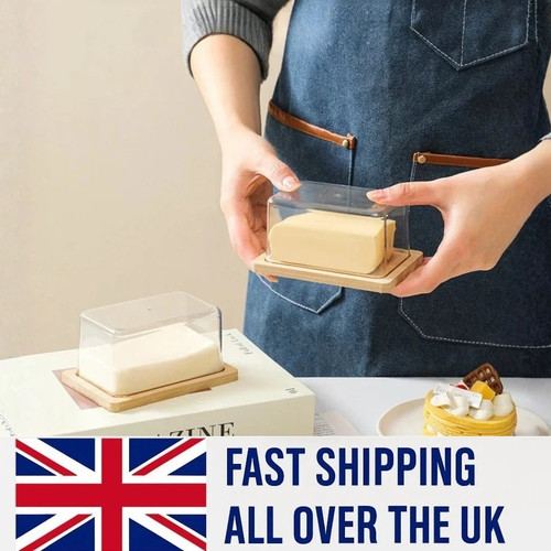 Butter dish with - &, bamboo