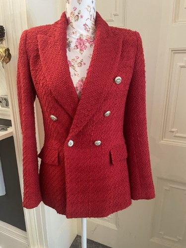 Red boucle zara jacket eur - eur, s