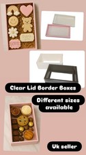 CLEAR LID BORDER BOXES-Empty pick and mix sweet box- BOX SIZE/COLOUR OPTIONS