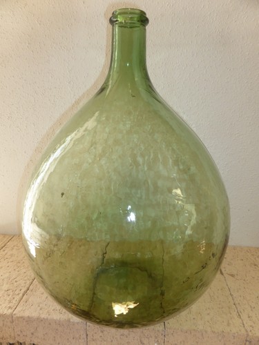 Antique french glass demijohn - french,