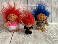 Vintage Dam Trolls 1986 x 3 Trolls Hiker Tutu Wedding suit Pink Red Blue Hair