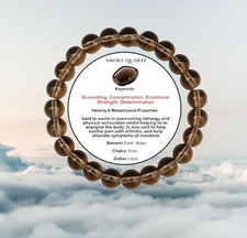 Smoky Quartz 8mm Natural Gemstone Crystal Beaded Elastic Bracelet