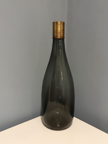 Grey glass bottle vase with - glass,