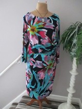 GINA BACCONI NAVY AND GREEN MIX STRETCH DRESS SIZE 22