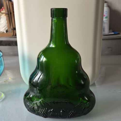 Green glass decorative bottle - green,