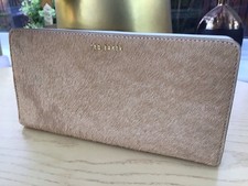 Ted Baker ‘Farly’ Light Beige Leather Large Folding/Zipped Purse Wallet NWOT