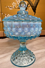 Fenton Blue Opalescent Hobnail