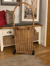 Wicker Shopping Trolley With