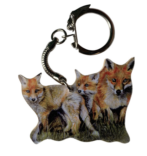 Fox and cubs keyring - and, cub
