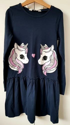 Girls navy unicorn - unicorn, dress