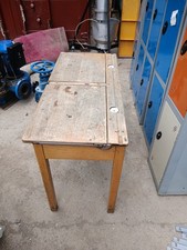 Vintage Wood Old School Desk Double Flip-up Lids and Origional Ink Wells*