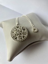 Vintage Van Peterson 925 Floral Diamanté Disc Pendant