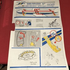 Vintage Sudan Airways Boeing 707 Safety Instructions Card, Airline Collectables