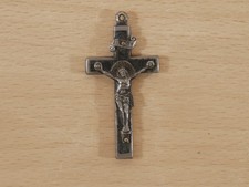 Vintage Catholic INRI Crucifix Pendant Jesus Cross Metal 5cm Rosary Charm