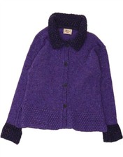 THE SWEATER SHOP Womens Cardigan Sweater UK 14 Medium Purple Flecked Wool CF02