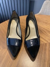 Hobbs Suede/ Patent Leather Kitten Court Shoes Black Size 8/41