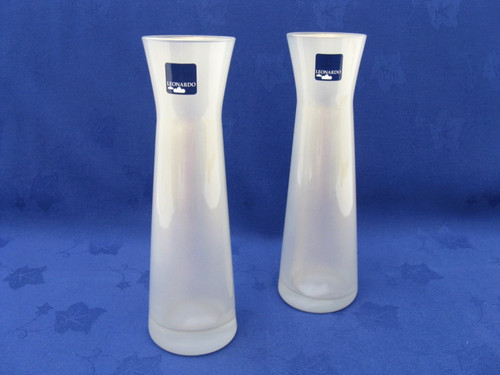 Pair glass vases white with - pair,