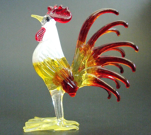 Hand blown glass rooster - blown,