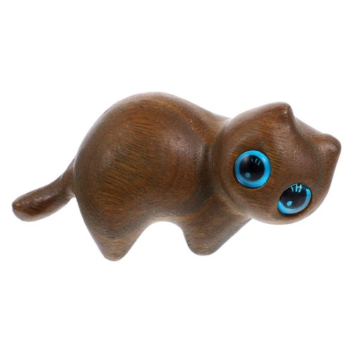 Wood cat sculpture wooden - wood,