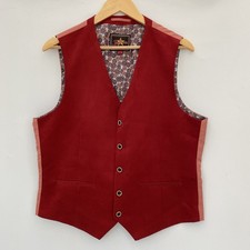 Joe Browns Men's Microsuede Red Waistcoat 42in Chest Wedding Christmas Party