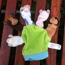 Soft Plush Glove Puppet With Built In Finger Puppets 5 x Farm Animals