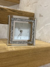 Crushed Jewel 14cm Mirrored Mantle Table Clock Mirror Frame Bling Diamante Clock