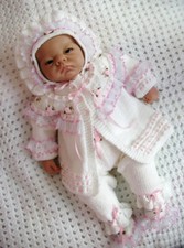 Baby Girls Knitting Pattern dk To Knit Matinee Coat Bonnet Shoes Pram 0-3 Month