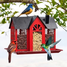 Hanging Metal Bird Table Feeders Garden Wild Bird Seed Feeder Station Shelter
