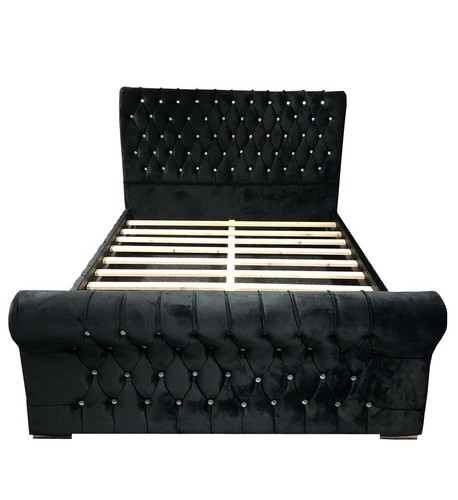Plush velvet sleigh bed - velvet,