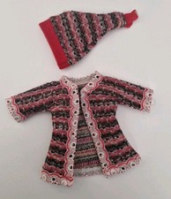 Vintage Faerie Glen Doll Coat & Hat Coat Red Black 1970s  