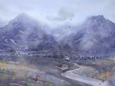 Scottish Highlands Landscape Watercolour Painting - Signed Original 