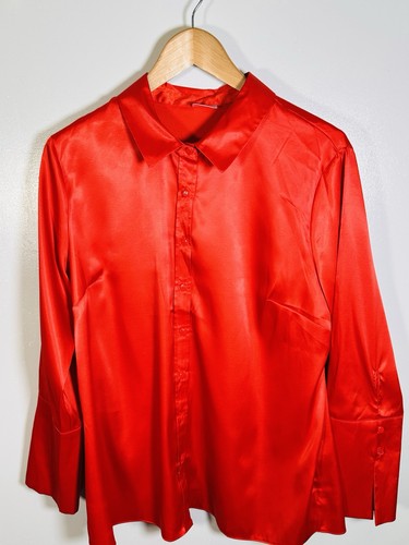 Glossy red satin blouse size - glossy,
