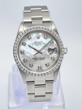 Rolex Oyster Date 34mm 15200 Pearl MOP Diamond Dial & Diamond Bezel Datejust Box