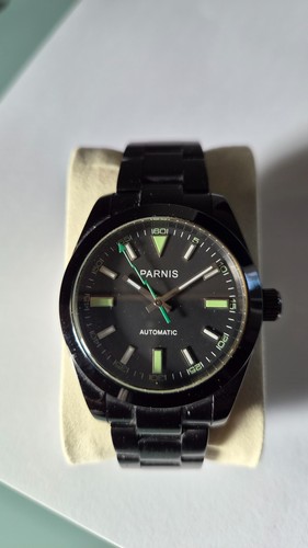 Parnis black automatic watch - parnis,
