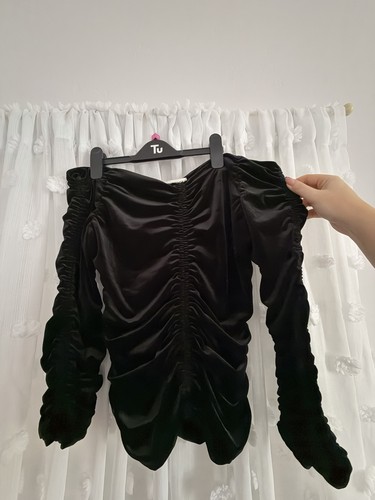 Zara velour bardot shoulder - velour,
