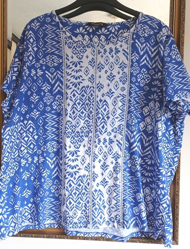 Ladies blue white cotton - cotton, t