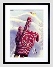 TRAVEL WINTER SPORT PYRENEES MOUNTAIN CHALET SNOW SKI FRANCE ART PRINT B12X6596