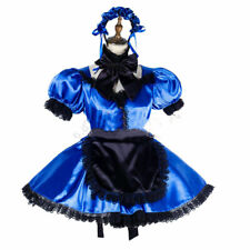 lockable blue Sissy maid satin