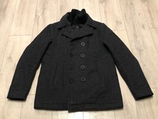 SCHOTT Military Mens Pea Coat GREY Wool SIZE M NICE