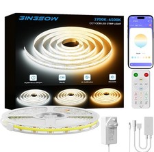 Gingsow COB LED Strip White CCT Tunable 10m Kit, 6400LEDs CRI93 Dimmable 2700K