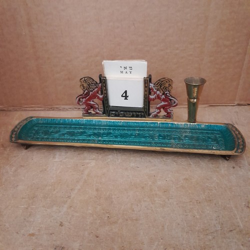 Calendar brass enamel tray - tray, &