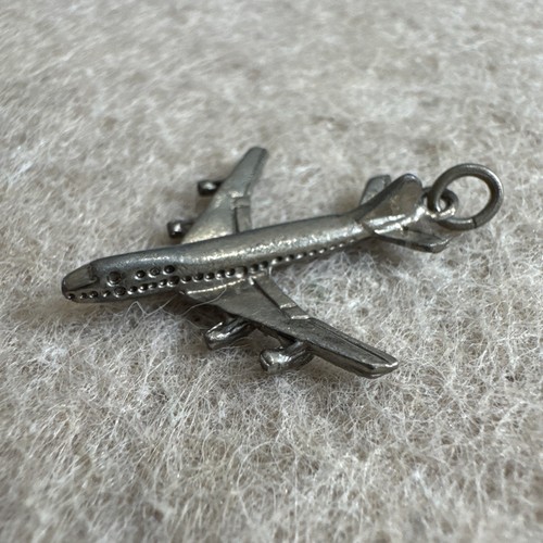 Vintage silver tone airplane - silver,