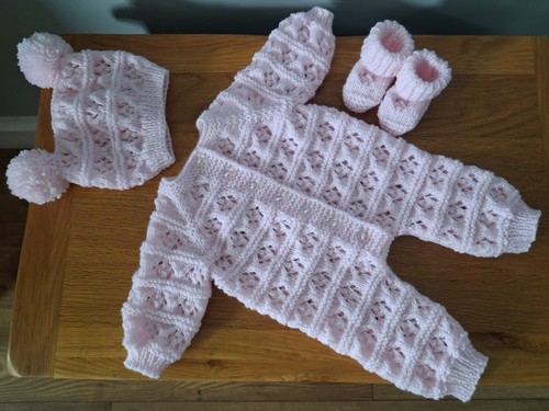 Hand knitted romper hat - hat, and