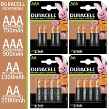 Duracell Rechargeable Batteries AA AAA Plus NiMH 2500 1300 900 750mAh Battery