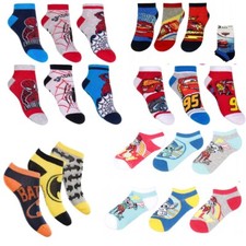 3 pairs Boys Spiderman Avengers Jurassic Batman Trainer No Show Socks Size 23-34
