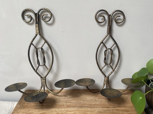 Pair vintage candle sconces - pair,