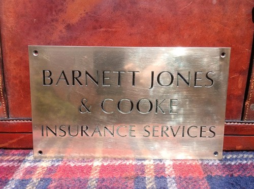 Vintage brass name plate - brass,