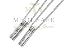 GENUINE MEDI SAFE SOS NECKLACE/PENDANT MEDICAL ALERT/ID/ALLERGY/TALISMAN SILVER