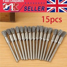 15XSteel Wire Brush Polishing Wheels Set Cleaning Kit Rust Tool For Drill Bit UK